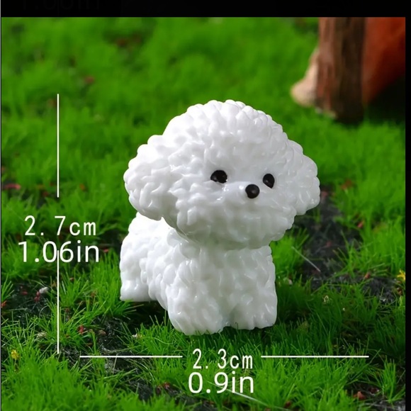 4 Piece Set Miniature Tiny White Dog Maltese Style Figurines - Picture 8 of 10